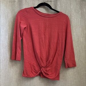 LOFT Pink 3/4 Sleeve Tie Front Top Coral XXSP